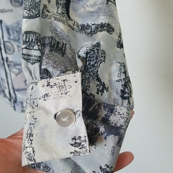 Annie Alexander vintage silk long sleeve button down blouse medium - Picture 4 of 8